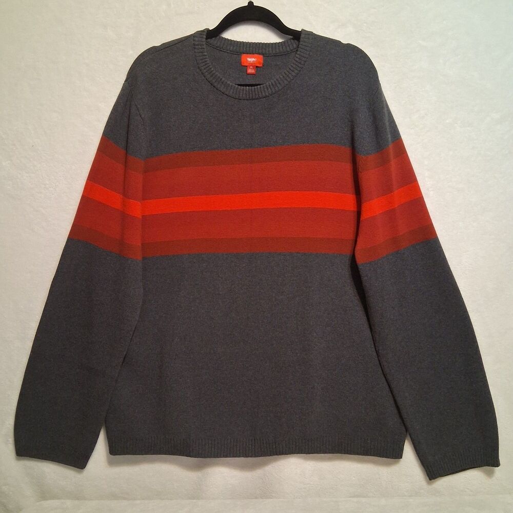 Mossimo XL Sweater 100% Cotton Gray Red Heavy Vintage Y2K 90s Grunge Fisherman
